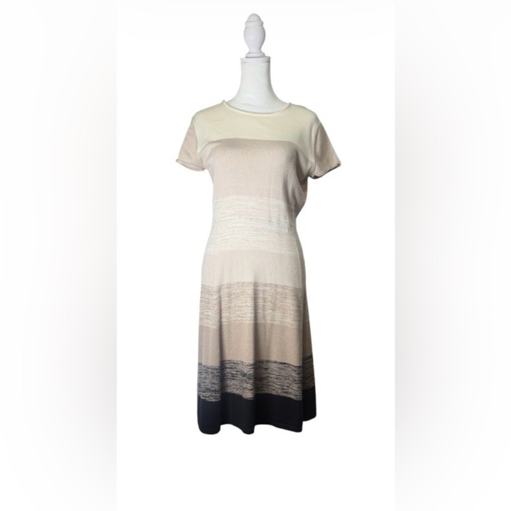 Anthropologie Philosophy Neutral Ombre Short-Sleeve Midi Dress. Size Medium.
